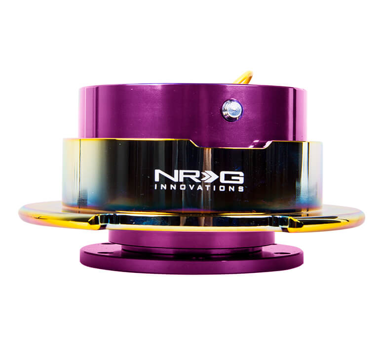 NRG Quick Release Kit SRK-250PP/MC featuring a vibrant purple body with a neo chrome ring, Gen 2.5, highlighting its stylish design and superior craftsmanship.
