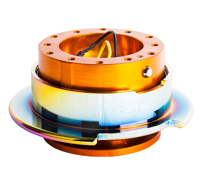 NRG Quick Release Kit SRK-250RG/MC featuring a vibrant rose gold body with a neo chrome ring, Gen 2.5, highlighting its stylish design and superior craftsmanship.