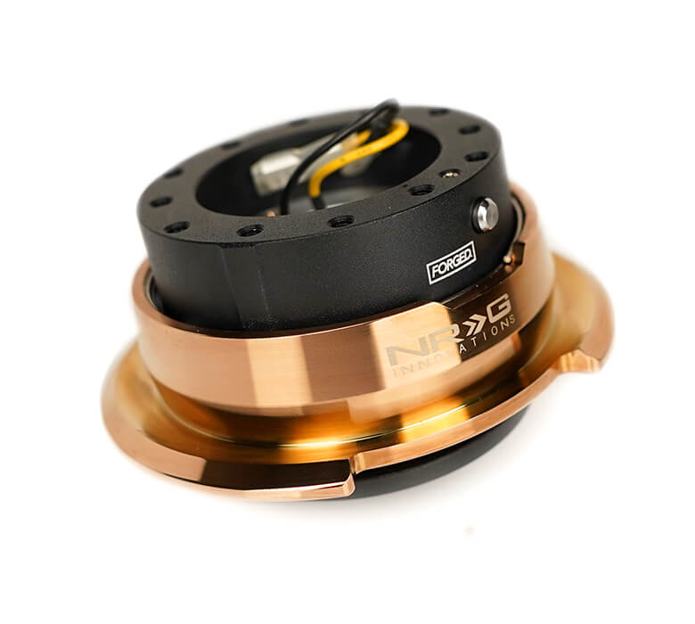 NRG Quick Release Kit SRK-280BK-CRG Gen 2.8 in Black with Chrome Rose Gold Ring, Featuring Secure Latch and Precision Engineering for Enhanced Steering Control in Japanese Mini Trucks