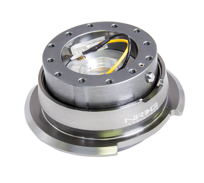 NRG Quick Release Kit SRK-280GM Gen 2.8 in Black with Gun Metal Ring, Featuring Secure Latch and Precision Engineering for Enhanced Steering Control in Japanese Mini Trucks