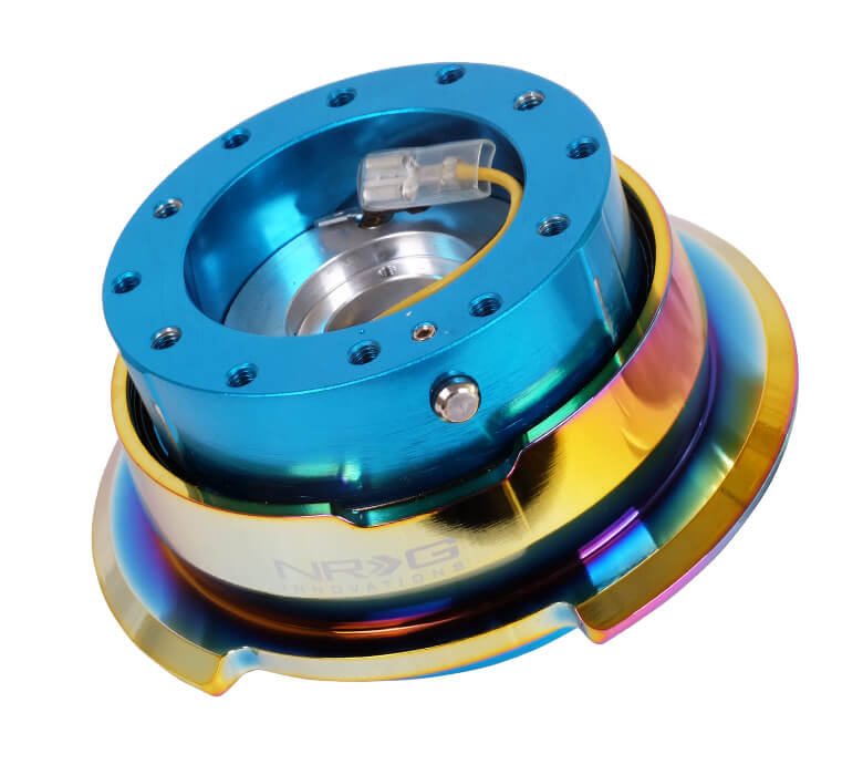 NRG Quick Release Kit SRK-280NB-MC Gen 2.8 in New Blue with Neo Chrome Ring, Featuring Secure Latch and Precision Engineering for Enhanced Steering Control in Japanese Mini Trucks
