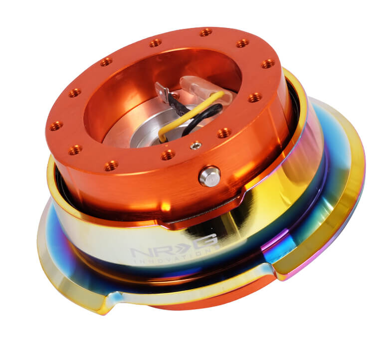 NRG Quick Release Kit SRK-280OR-MC Gen 2.8 in Orange with Neo Chrome Ring, Featuring Secure Latch and Precision Engineering for Enhanced Steering Control in Japanese Mini Trucks