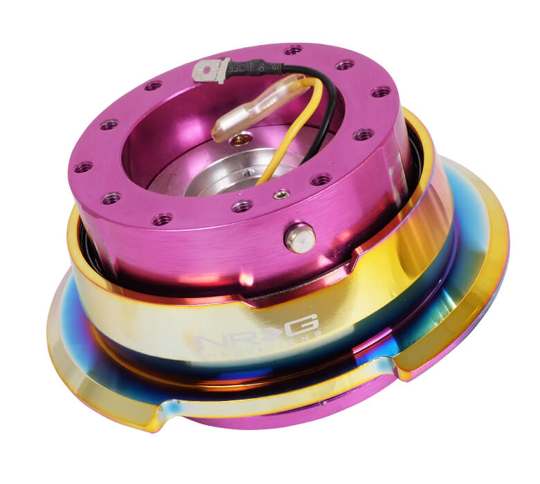 NRG Quick Release Kit SRK-280PP-MC Gen 2.8 in Purple with Neo Chrome Ring, Featuring Secure Latch and Precision Engineering for Enhanced Steering Control in Japanese Mini Trucks