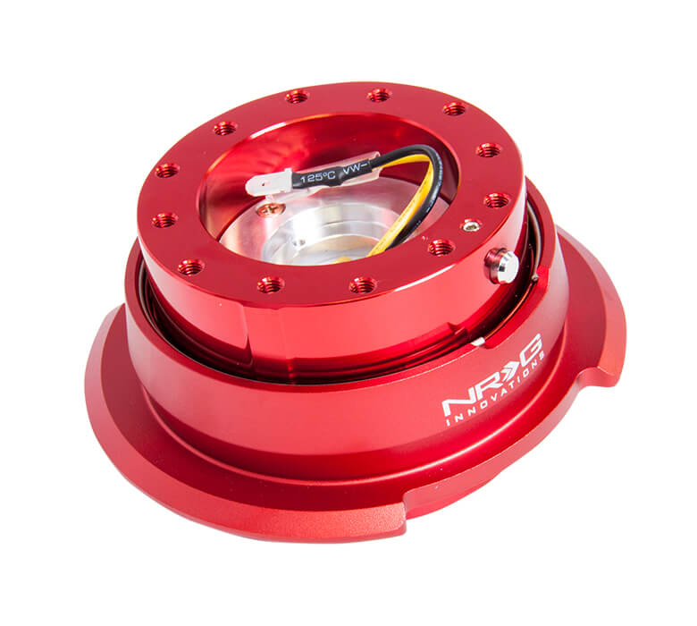 NRG Quick Release Kit SRK-280RD Gen 2.8 in Red with Red Ring, Featuring Secure Latch and Precision Engineering for Enhanced Steering Control in Japanese Mini Trucks