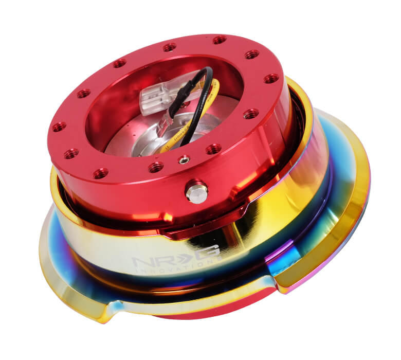 NRG Quick Release Kit SRK-280RD-MC Gen 2.8 in Red with Neo Chrome Ring, Featuring Secure Latch and Precision Engineering for Enhanced Steering Control in Japanese Mini Trucks