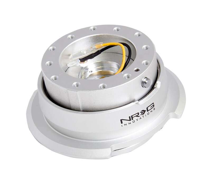 NRG Quick Release Kit SRK-280SL with silver body, silver ring, and NRG Innovations logo.