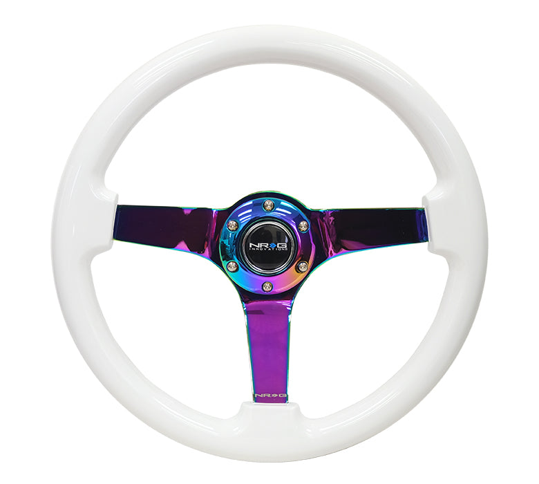 NRG Steering Wheel 350mm White Wood Neo Chrome Spokes - RST-036WT-MC