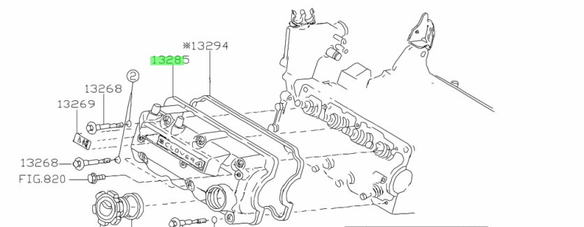 Exploded view line drawing of Subaru Sambar KS3 KS4 1990-1998 valve cover assembly from parts catalog, highlighting the Clover 4 branded rocker cover and related components.