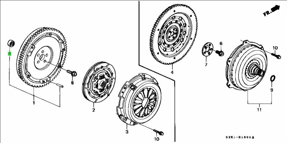 Exploded view of the Clutch Pilot Bearing assembly for Honda Acty Van HH3, HH4 - 1990-1999 models, highlighting key components.