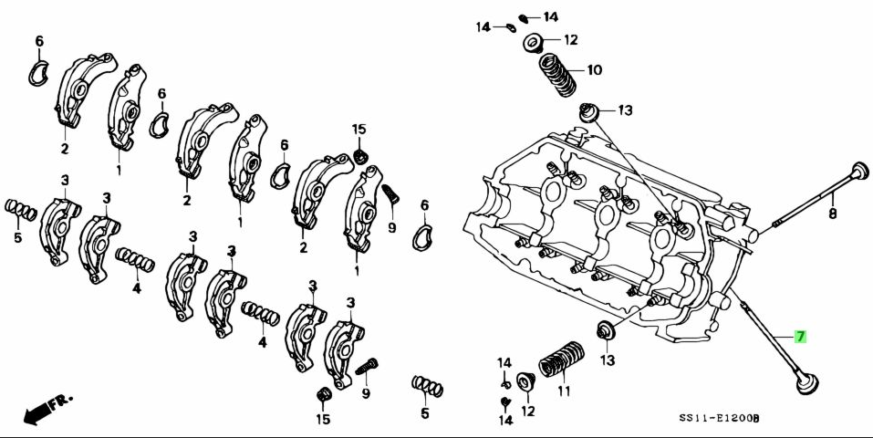 Exploded View Diagram Featuring Intake Valve for Honda Acty Van HH3, HH4 (1990-1999) - Position Highlighted in Engine Assembly