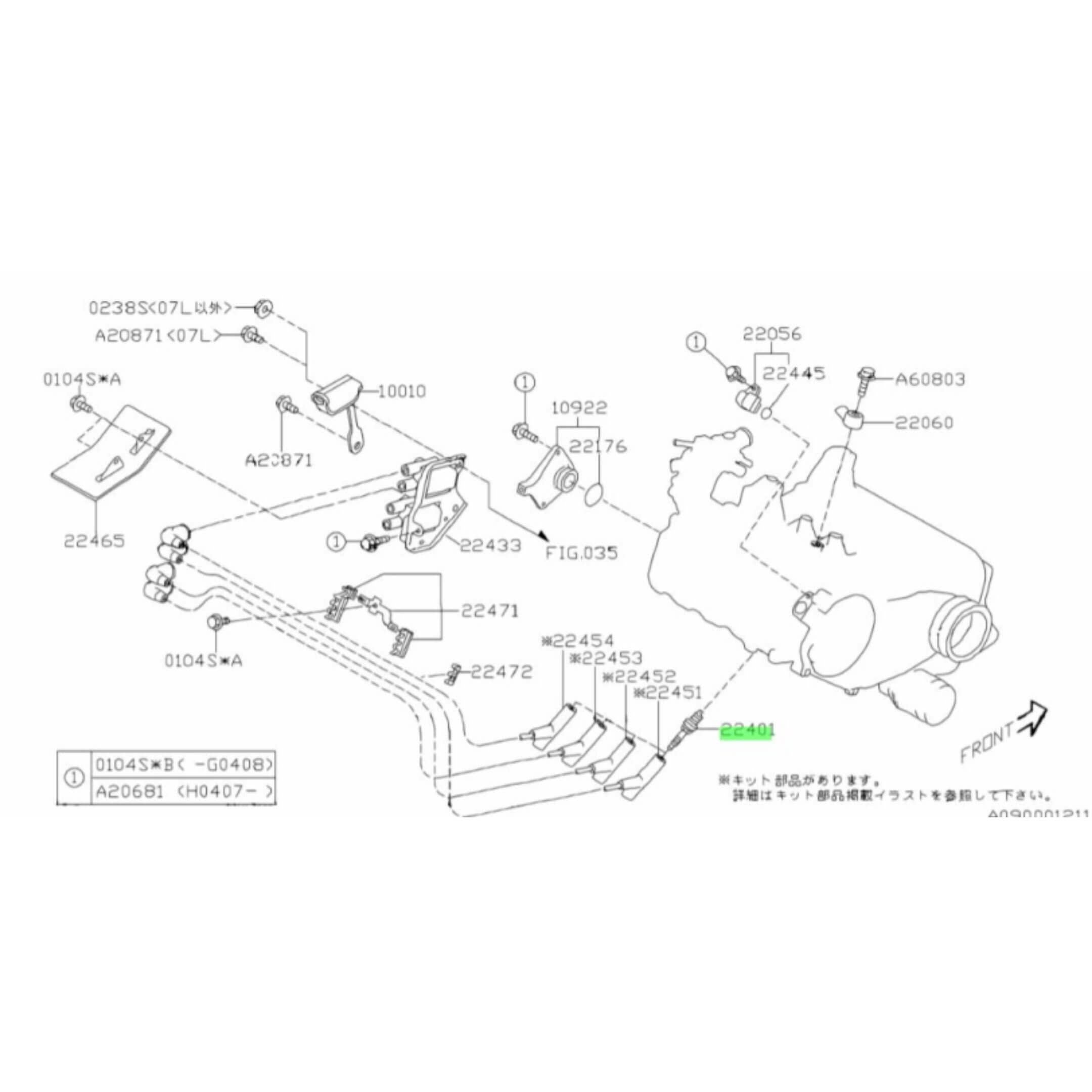 Technical diagram of spark plugs for Subaru Sambar Truck TT1, TT2 models with EN07 LPG engine, covering years 2/1999 to 4/2012.