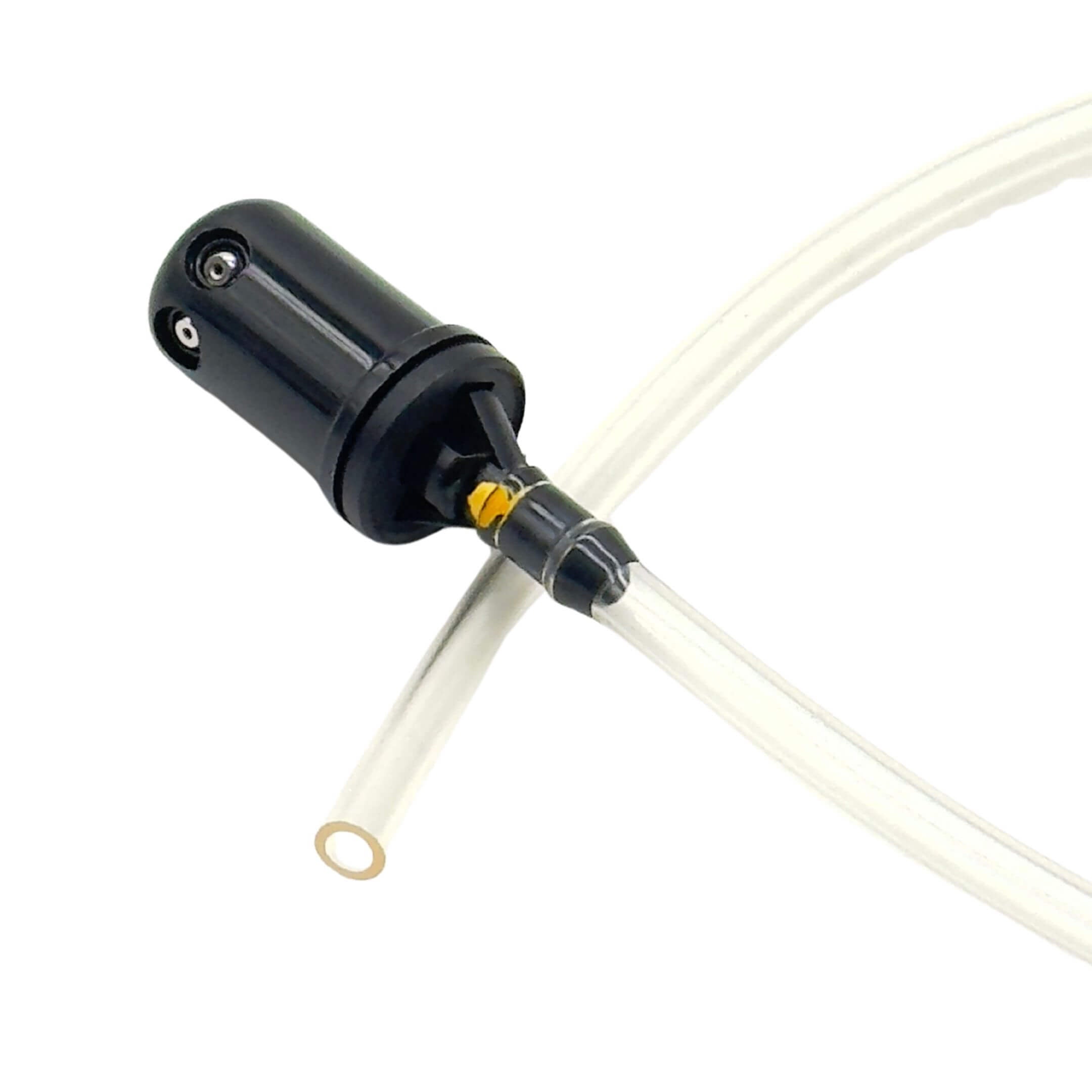 Windshield Washer Nozzle & Hose Assembly for Subaru Sambar Van TV1, TV2 (1999-2012) featuring a black nozzle with a clear hose.