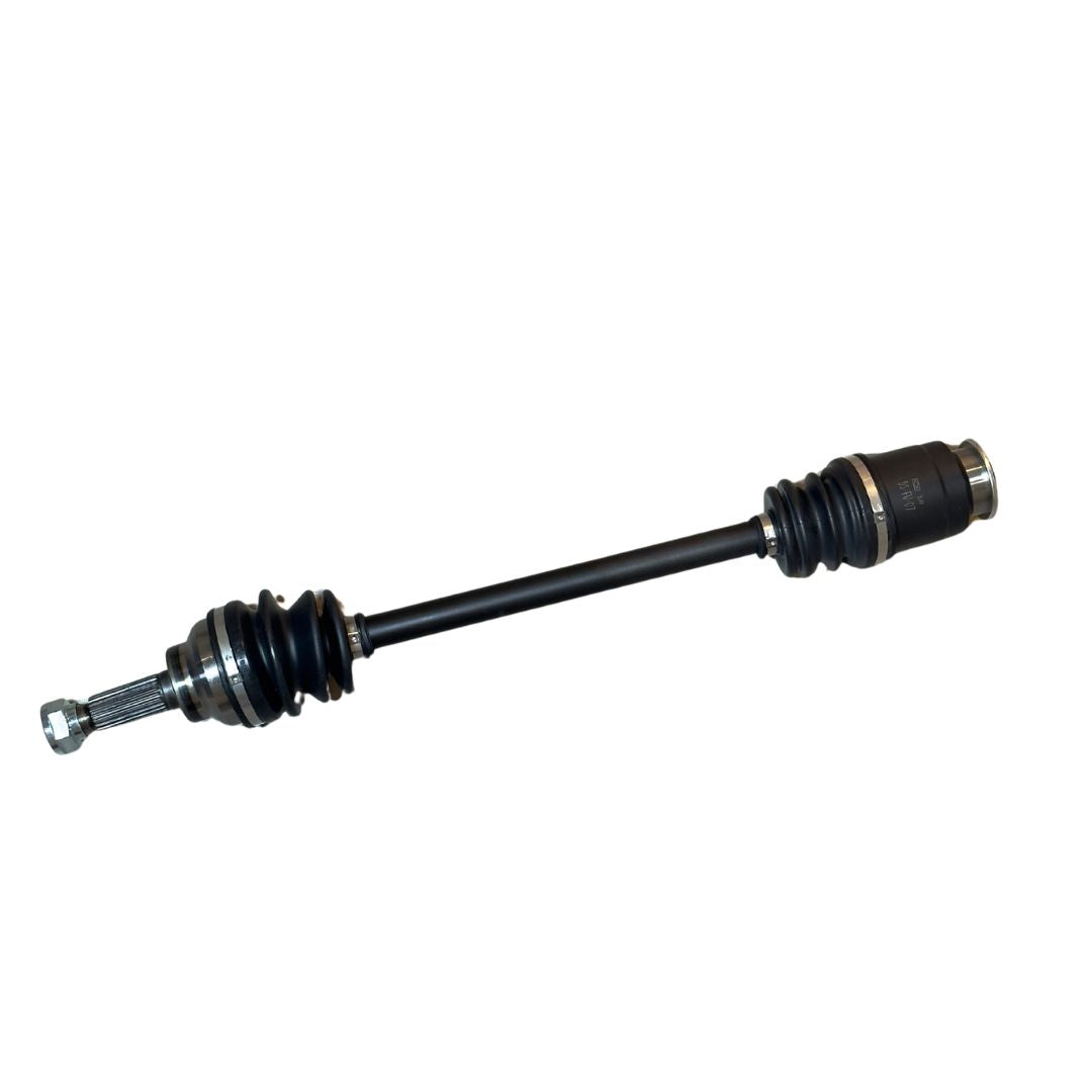 Subaru Sambar Truck right front axle assembly for TT1 TT2 1999-2012 models with black CV boots, metal clamps, inner joint, and outer splined shaft