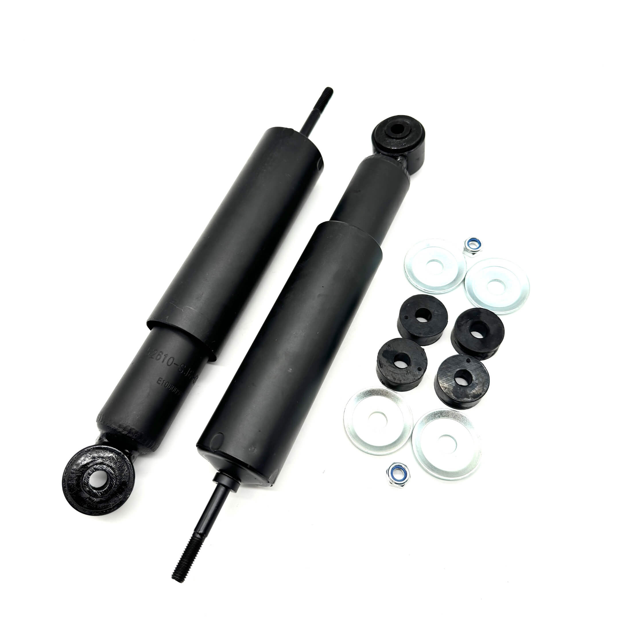 Rear Shock Absorber Set for Subaru Sambar Van KV3, KV4 (1990-1998) with installation washers and bushings for enhanced suspension performance.