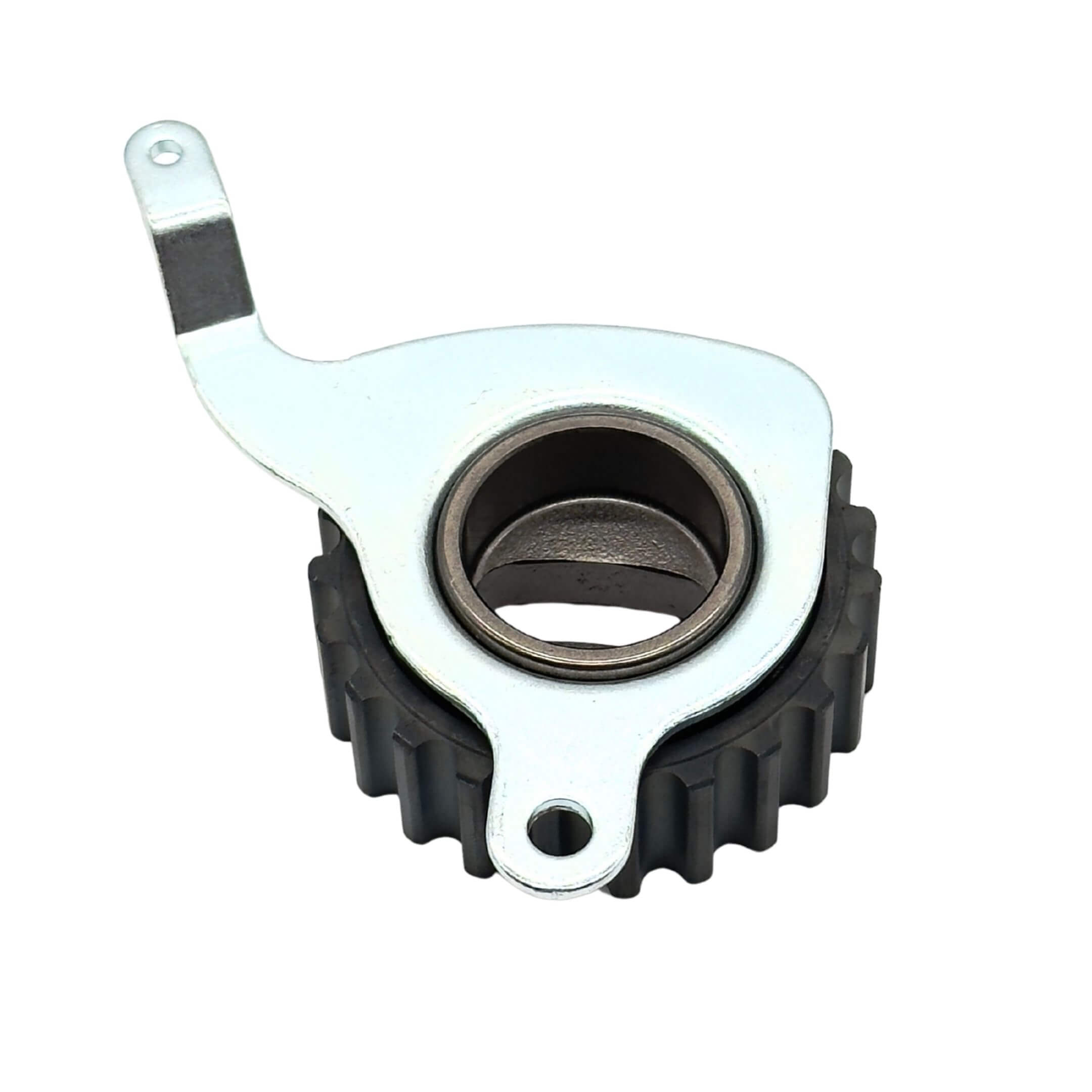 Tensioner Pulley for Subaru Sambar Van TV1, TV2 Models (1999-2012), featuring a silver metallic and black design with a durable construction.