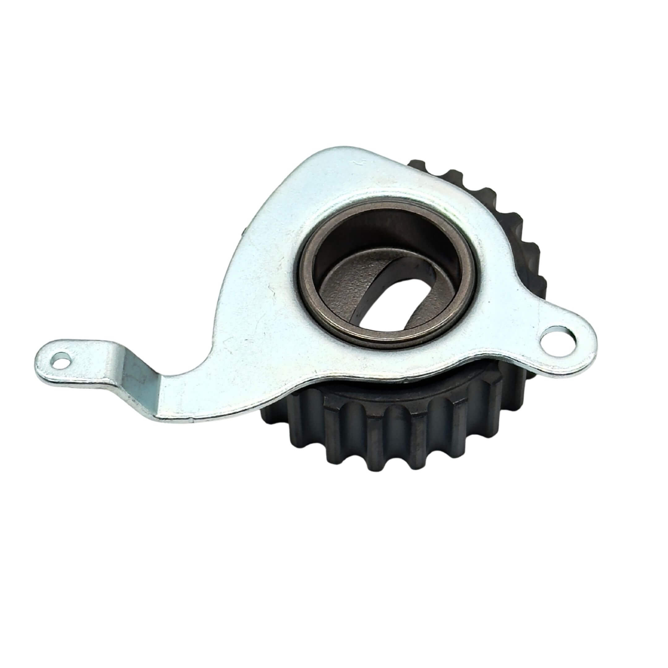 Tensioner Pulley for Subaru Sambar Van TV1, TV2 Models (1999-2012), featuring a silver metal bracket and black grooved wheel.