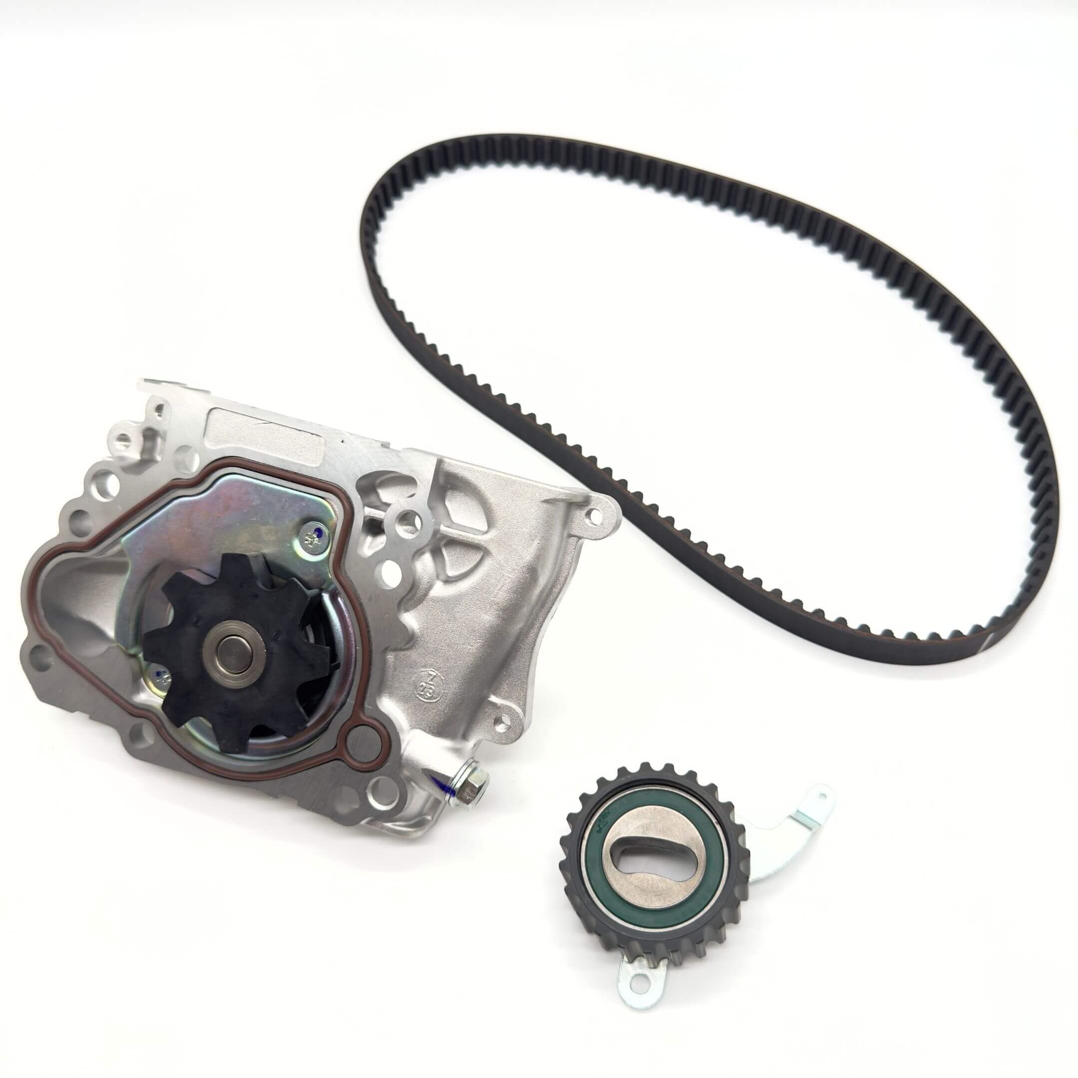 Timing Belt Kit - 3 Piece for Subaru Sambar Wagon TW1, TW2 Models (1999-2012), featuring a black belt and metal components.