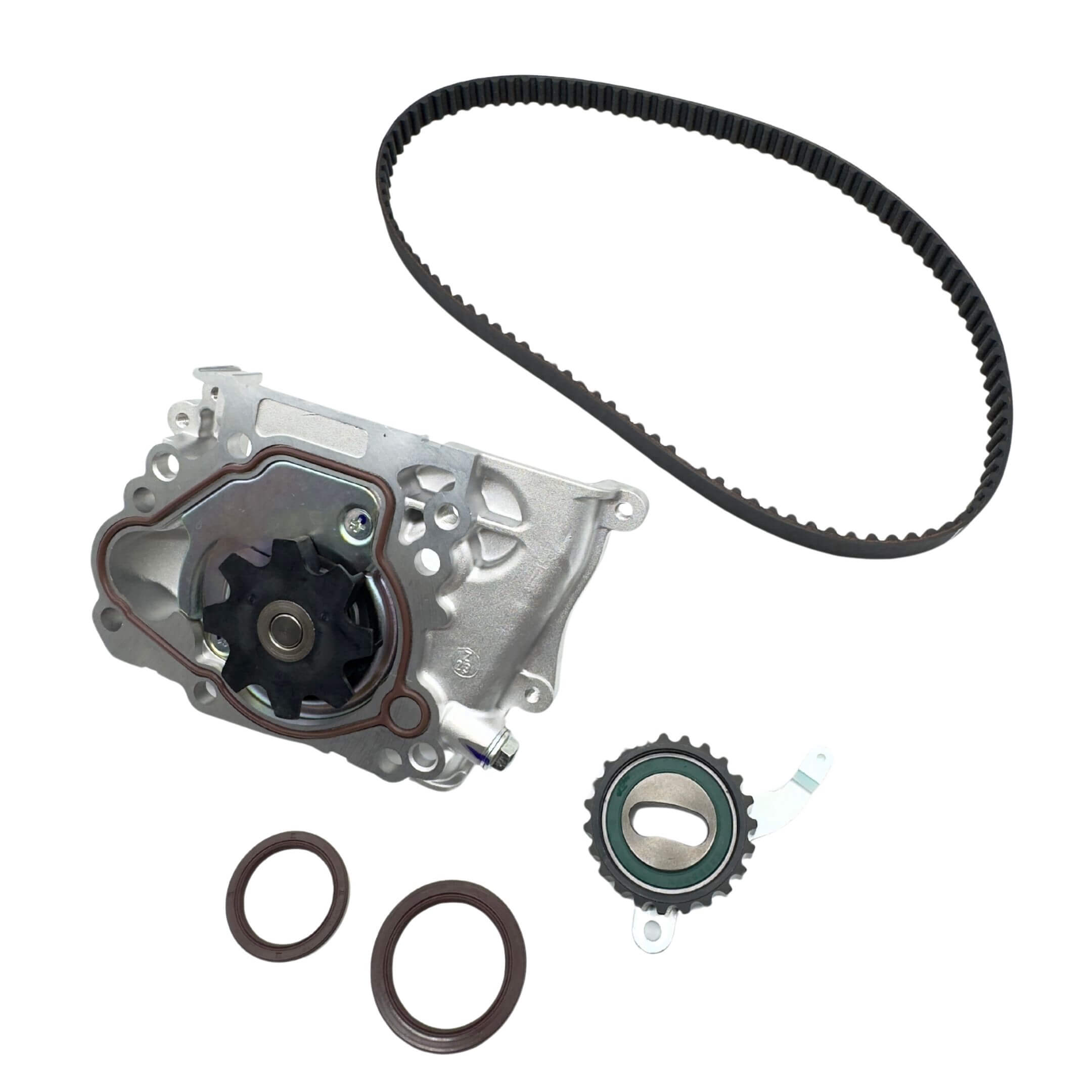 Timing Belt Kit - 5 Piece for Subaru Sambar Van TV1, TV2 Models 1999-2012, featuring a black belt and silver components.