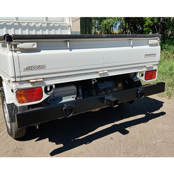 Subaru Sambar Rear Tow Bumper without Engine Cover for TT2 Model (1999-2012) in black, featuring a robust design for enhanced towing capability.