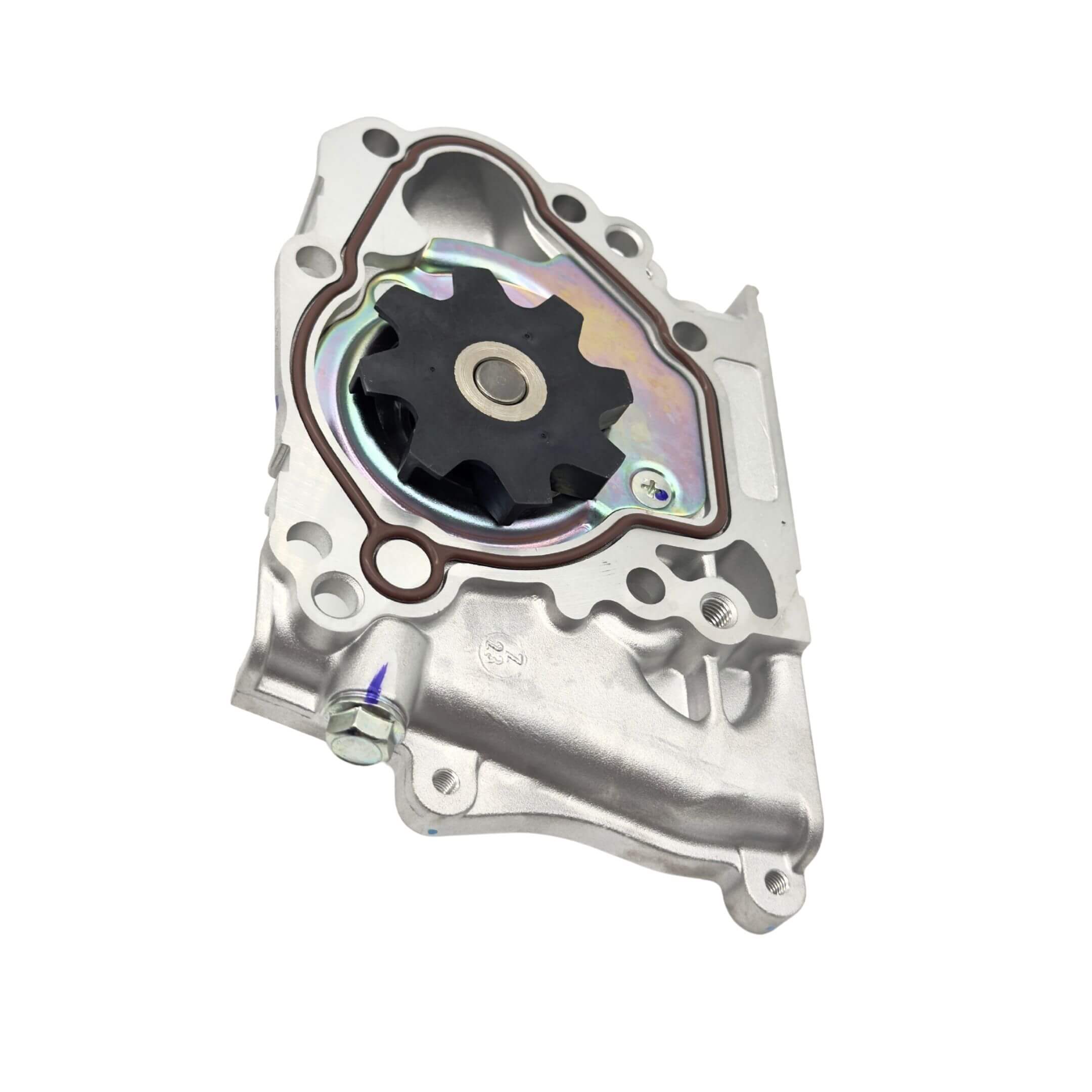 Aftermarket water pump for Subaru Sambar Van TV1, TV2 models (1999-2012) featuring a silver housing and black impeller.