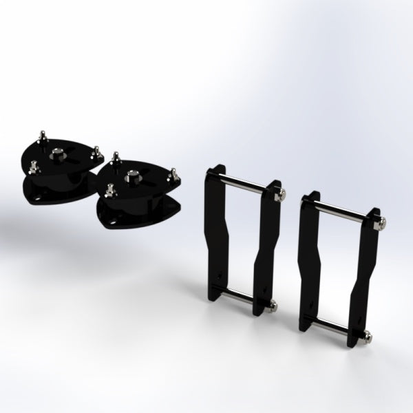 Black Mitsubishi Minicab Lift Kit, 2” lift for U42T Model (1990-1998), featuring durable components for enhanced vehicle height.