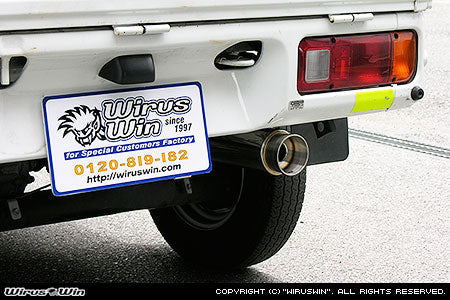 Wirus Win Compact Muffler Bazooka Type in stainless steel for Honda Acty Truck GBD-HA7 model (1999-2010), showcasing sleek design and compact fit.