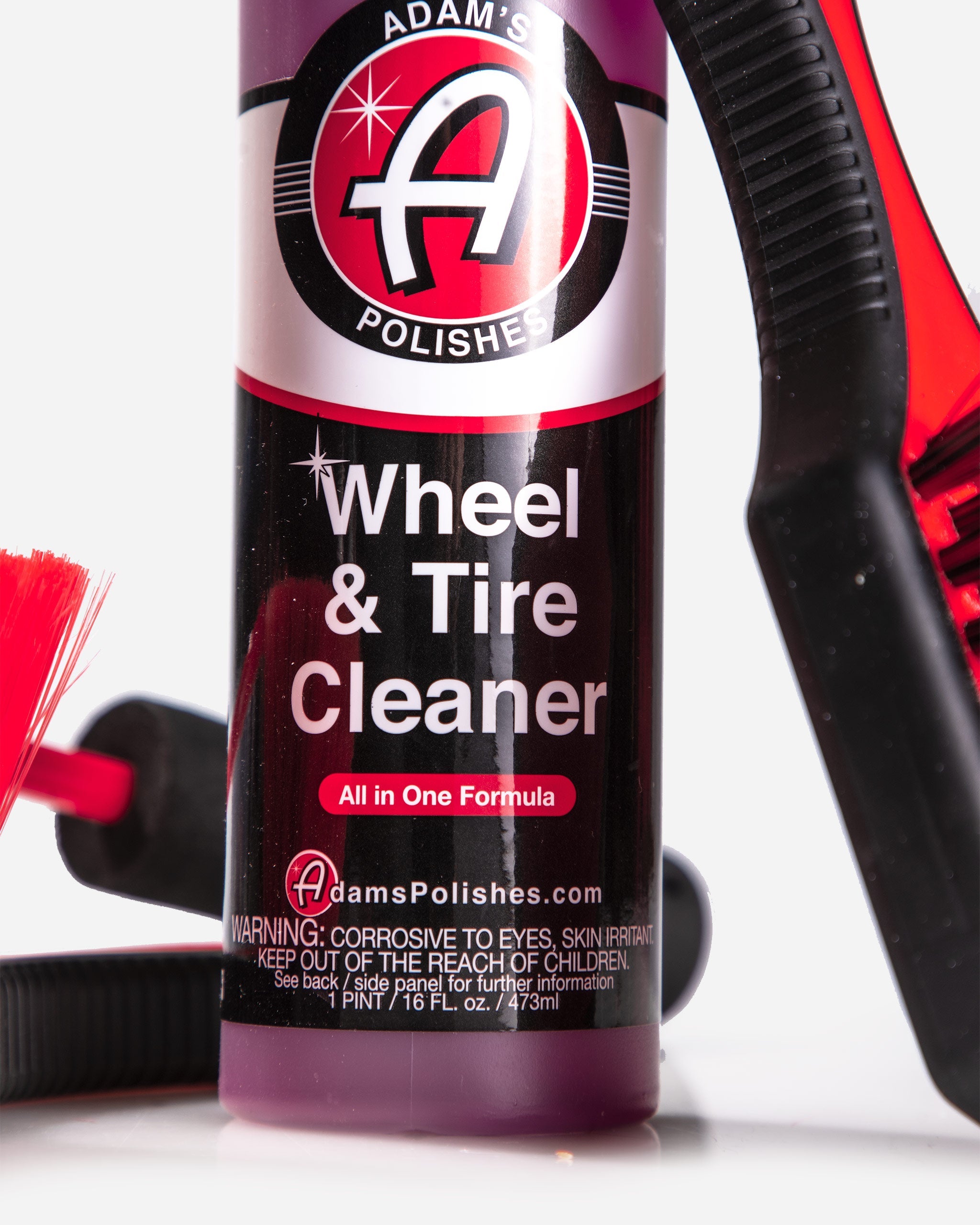 Adam’s Polishes Best Wheel and Tire Cleaner bottle highlighting its all-in-one formula, essential for removing brake dust on OEM & stock wheels.