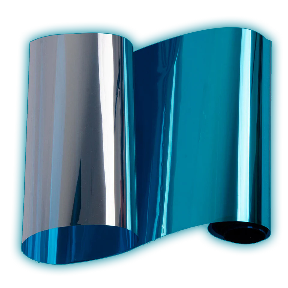 Omnique Design Bellagio Blue non-ceramic window tint roll with a sleek ocean-inspired blue hue.