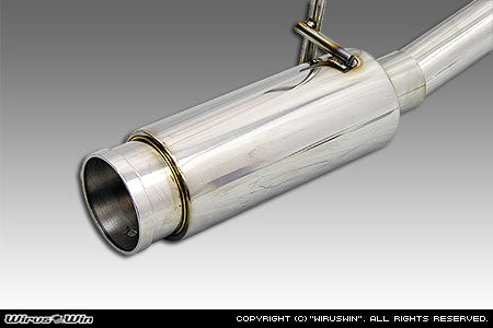 Wirus Win Compact Bazooka Muffler for Suzuki Carry Truck models GD-DA52T, GD-DB52T, LE-DA62T, LE-DA63T (1999-2005), featuring a sleek silver finish and robust design.