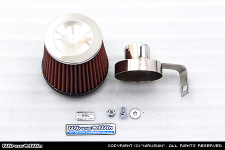 Suzuki Carry Air Filter Kit by Wirus Win, featuring a power air filter upgrade for DD51T Turbo Models (1991-1999) with angle type headlights, includes a conical filter and mounting hardware.