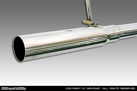 Wirus Win Compact Sports Muffler for Suzuki Carry Truck EDB-DA63T Models (11/2005-4/2008), featuring a sleek chrome finish and streamlined design.