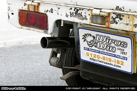 Wirus Win Racing Muffler for Suzuki Carry Truck, 125 cm, compatible with DC51T, DC51B, DD51T, DD51B models (1991-1999), featuring a sleek black exhaust design.