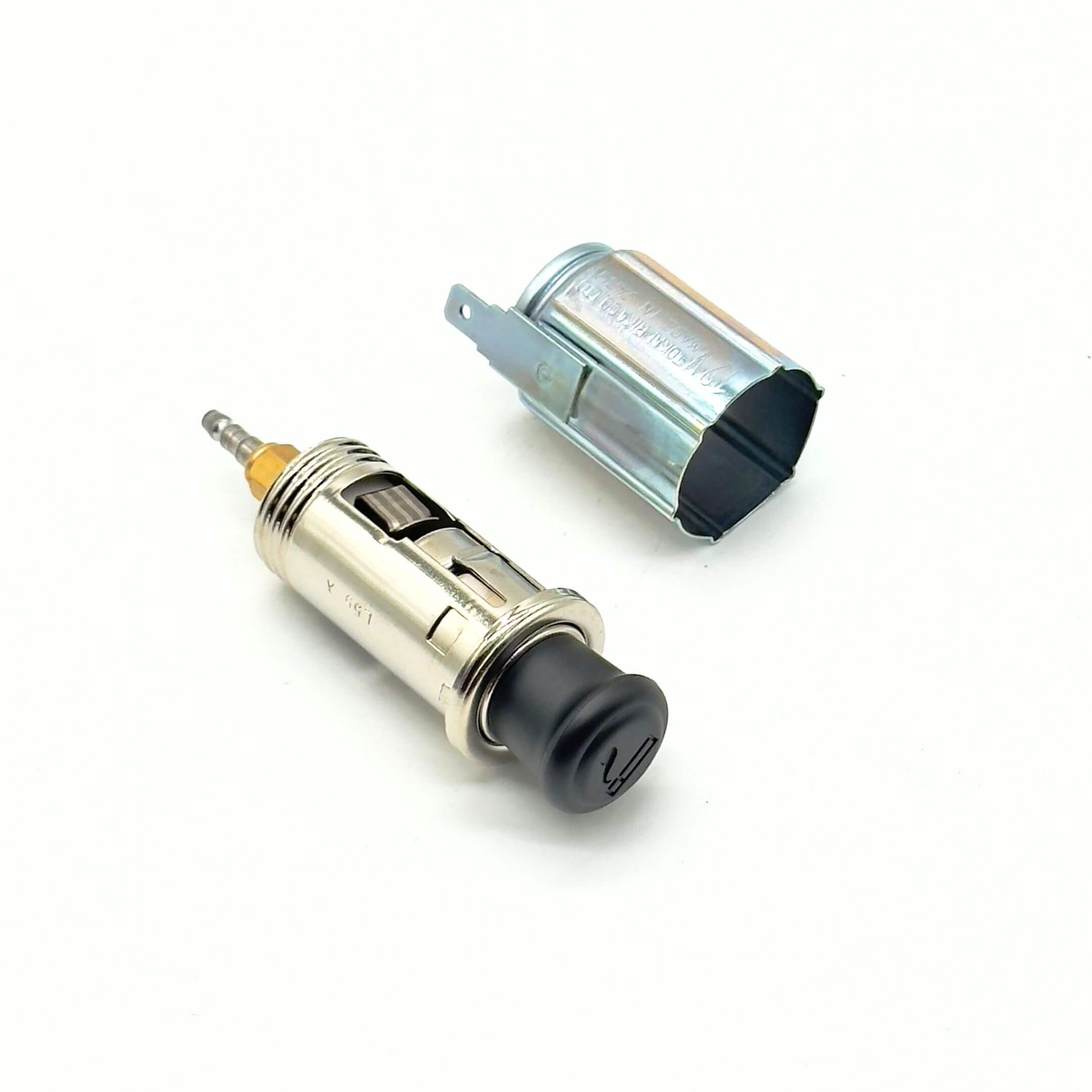 Cigarette Lighter Assembly for Subaru Sambar Van TV1, TV2 Models (1999-2012) featuring a sleek metal design with a black push button.