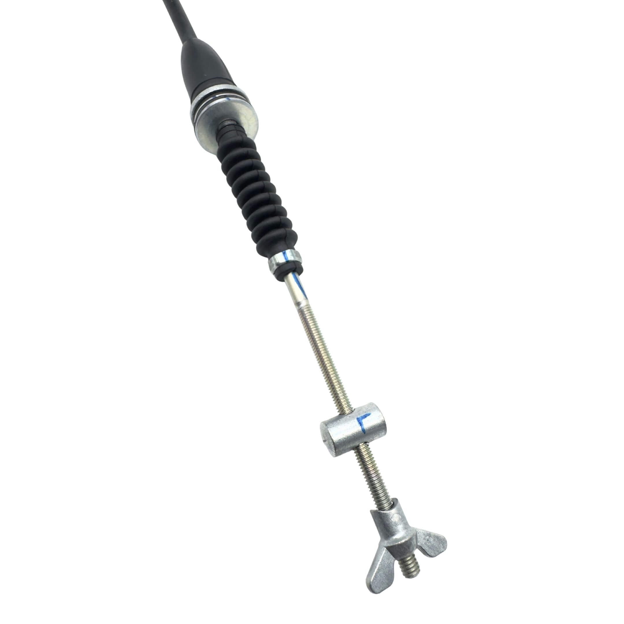 Clutch Cable for Subaru Sambar Truck TT1, TT2 Models (1999-2012) featuring a durable metal rod and adjustable wing nut.