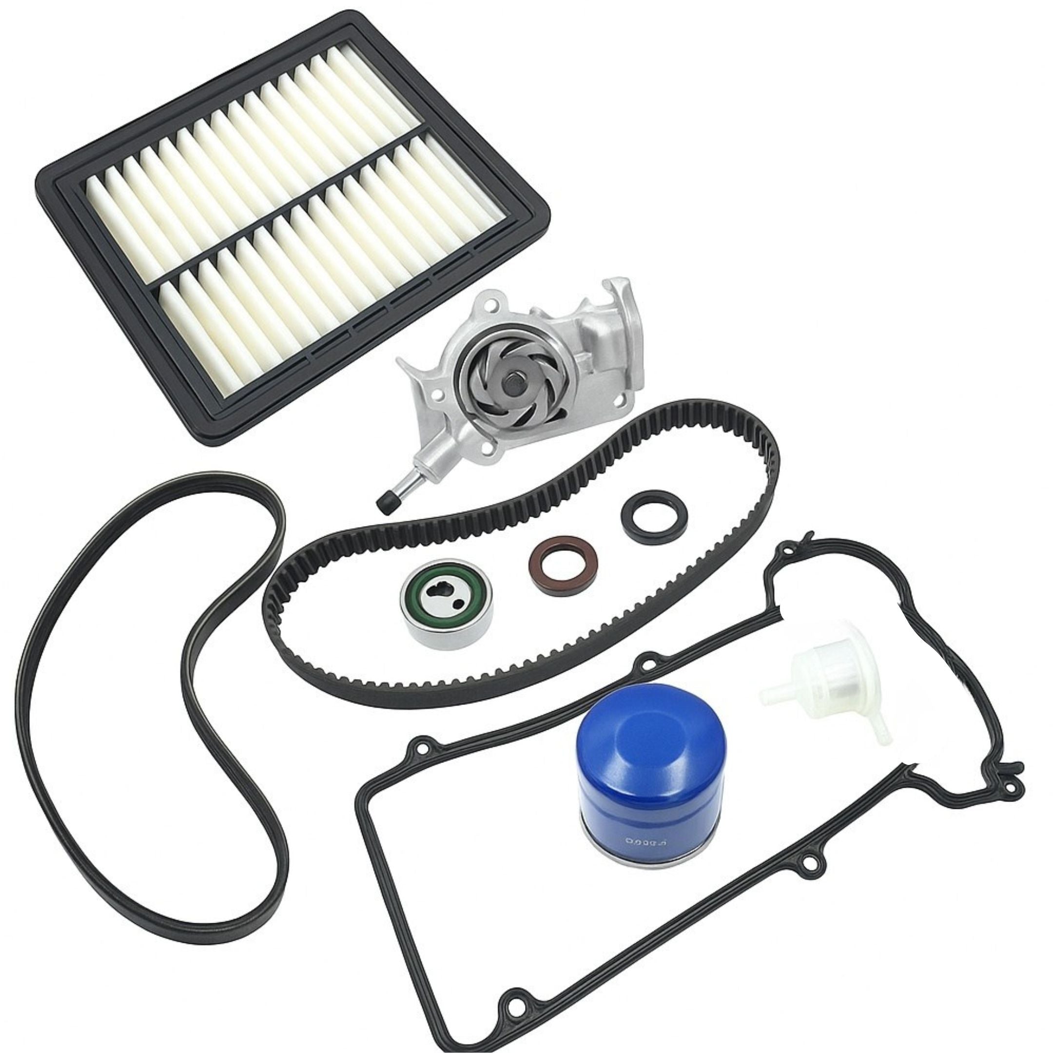 Complete 10-piece timing belt kit for Daihatsu Hijet Truck S120/S130 EFTS engine—belt, tensioner, water pump, filters, seals, gaskets