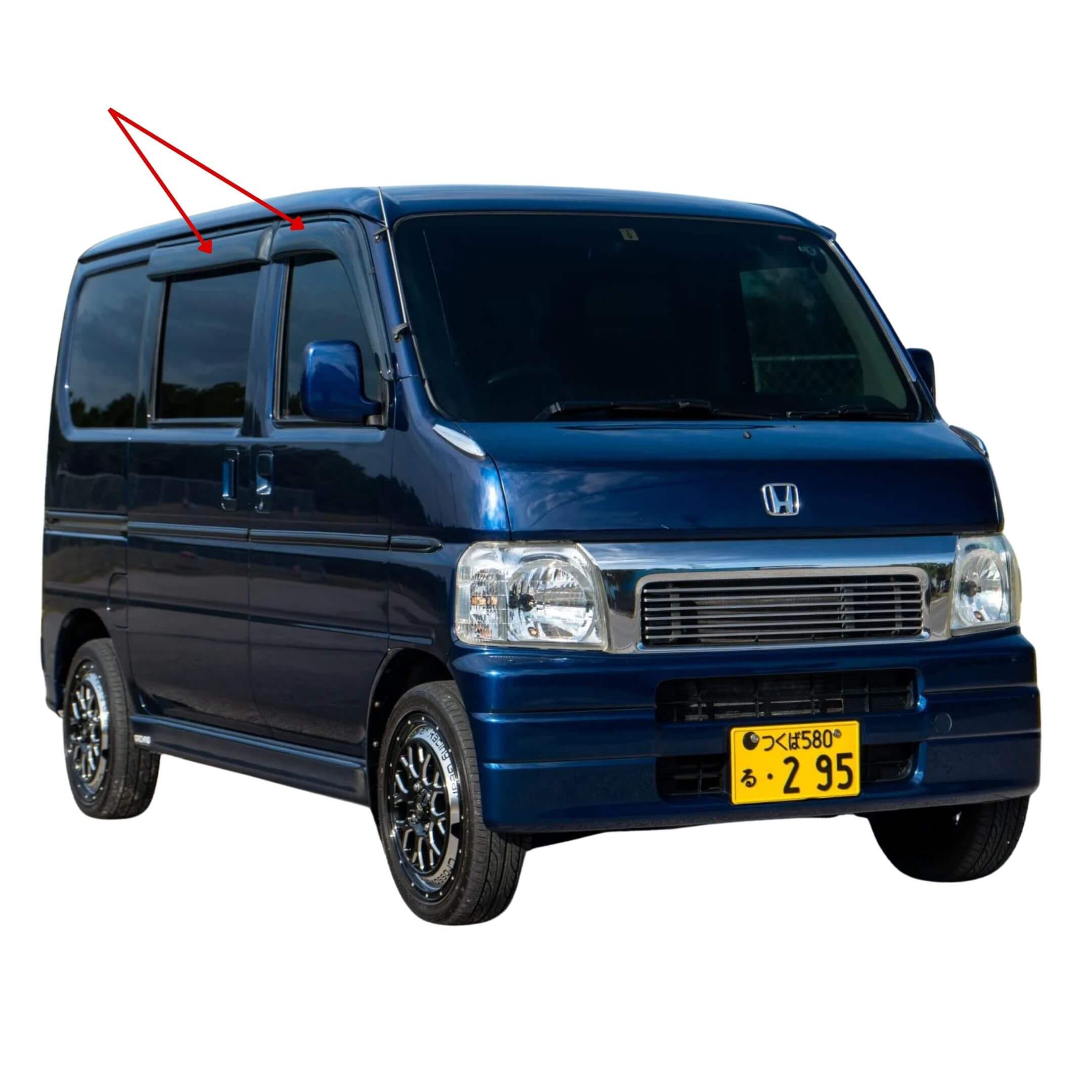Honda Vamos HM1 HM2 van with rain guards installed driver side