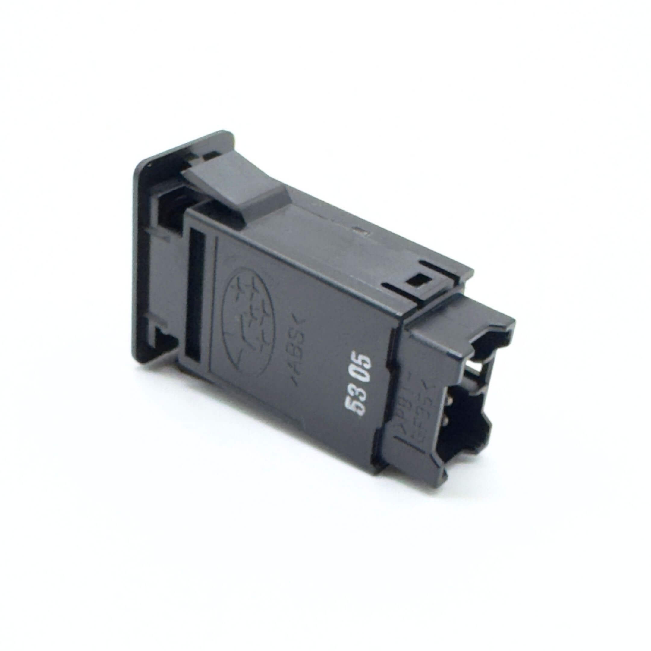 Hazard Lights Button Assembly for Subaru Sambar Wagon TW1, TW2 Models (1999-2012) featuring a black rectangular design with connector pins.