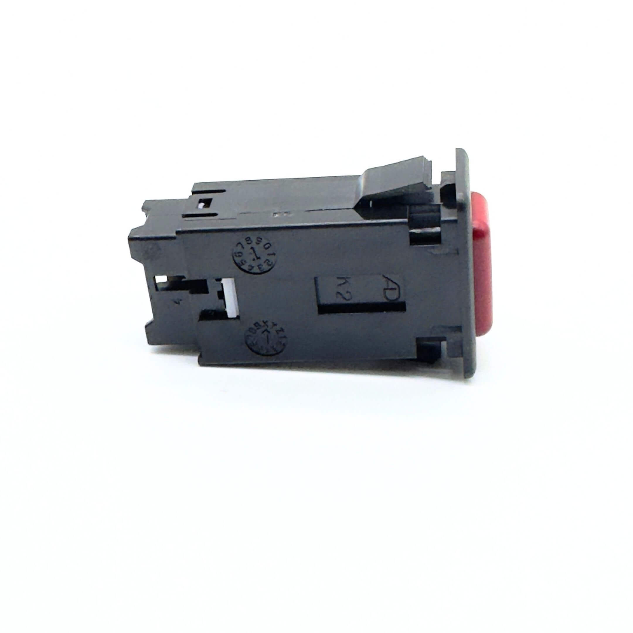 Hazard Lights Button Assembly for Subaru Sambar Wagon TW1, TW2 Models (1999-2012) featuring a compact black housing with a red button.