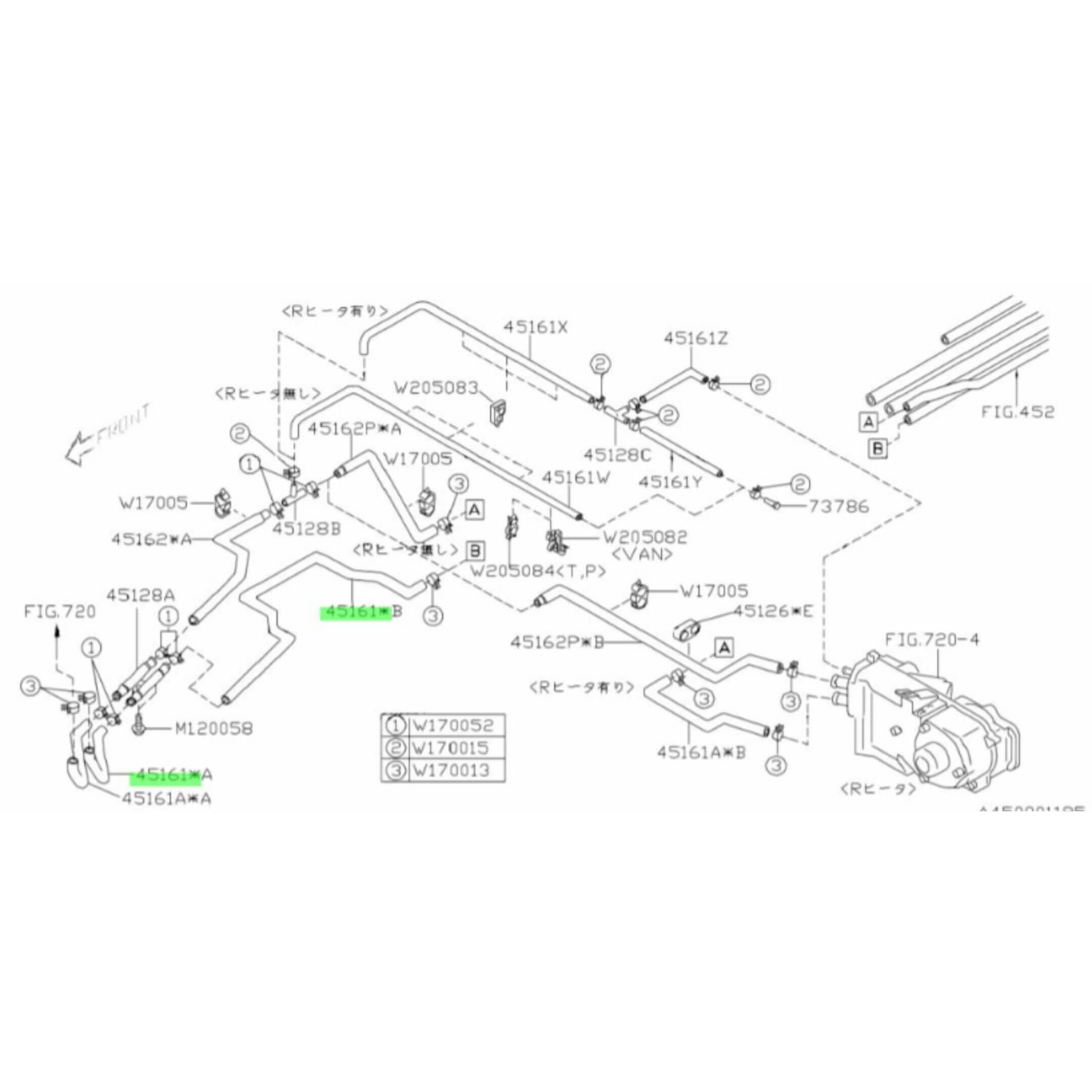 Heater Inlet Hose - Hose B for Subaru Sambar Truck TT1, TT2 Models (1999-2012) featuring a detailed schematic diagram.
