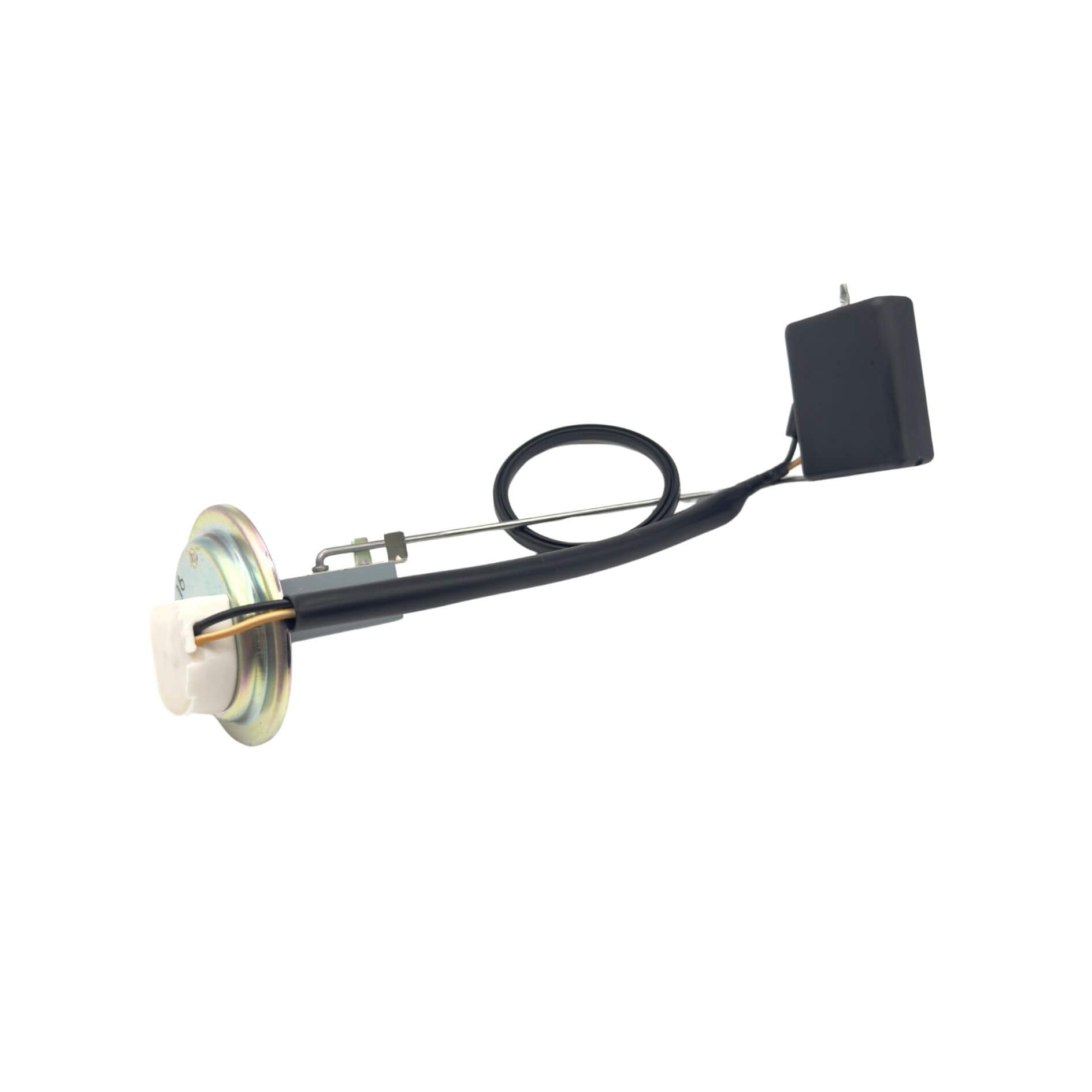 Side view of the Honda Acty Truck fuel gauge sender 37800-sj6-003, showing the float arm travel and resistance track housing.