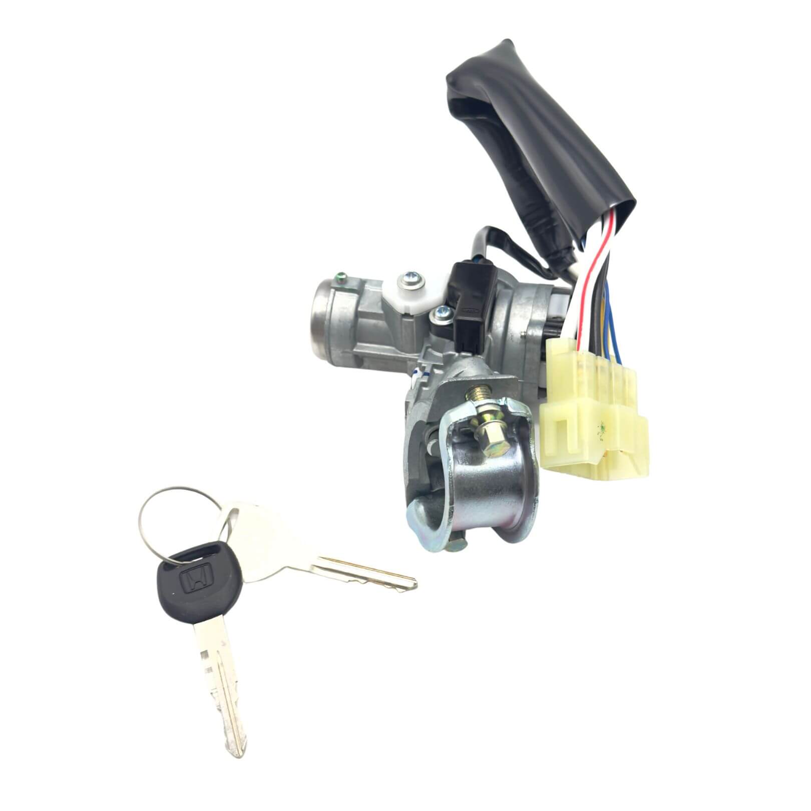 Electrical connector view of the Honda Acty Truck ignition cylinder switch assembly 35100-SJ6-X01, the plug for the start and run circuits.