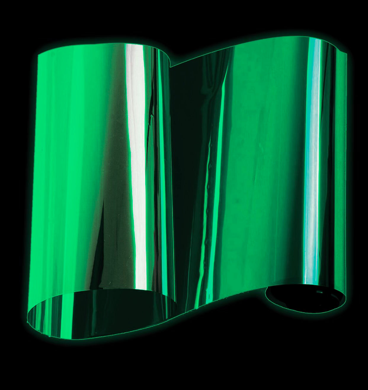 Peridot Green One-Way Mirror Tint Film Roll - Omnique: Deep green mirror-effect tint film with no colorshift, ideal for vehicle window applications.