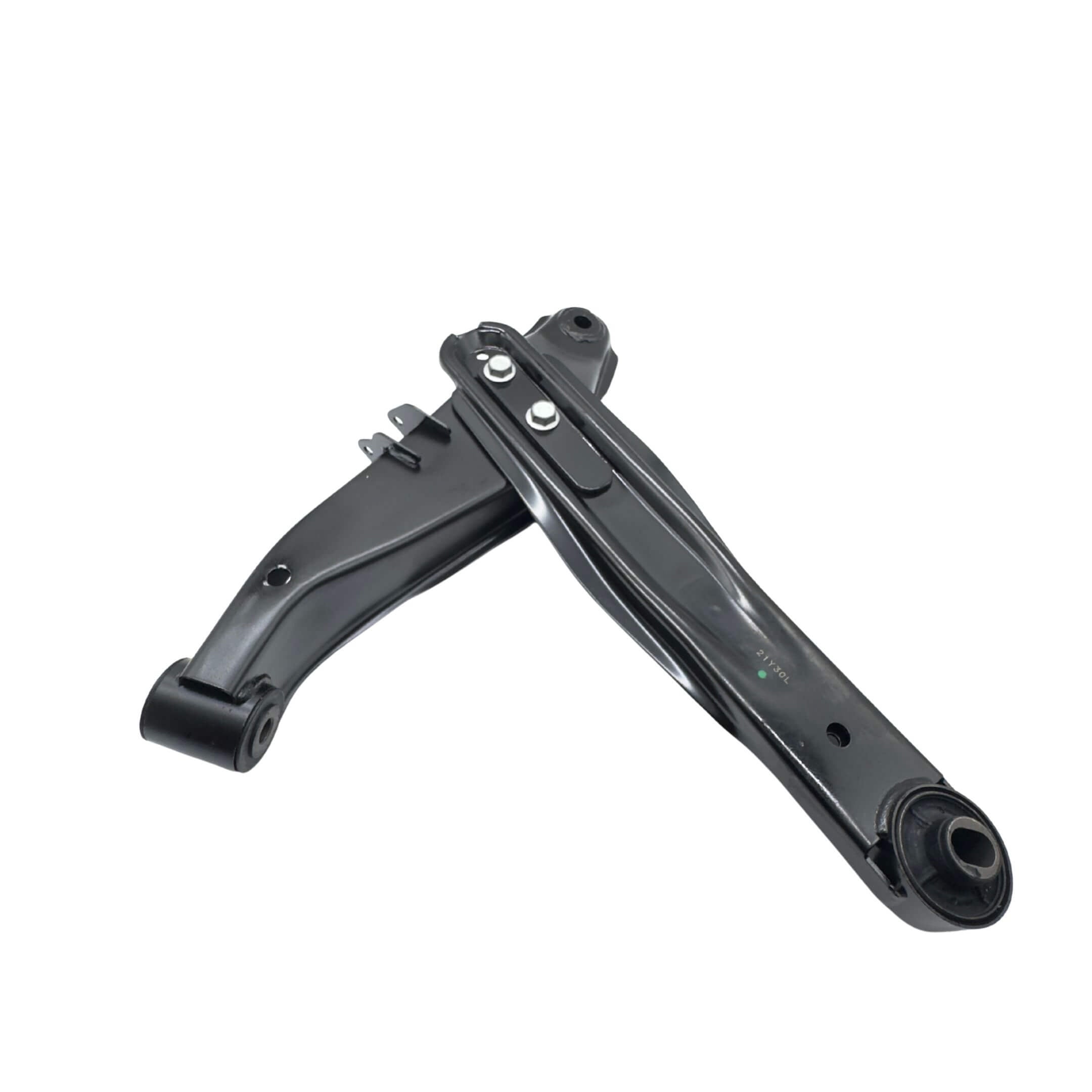 Lower Control Arm - Right for Subaru Sambar Truck TT1, TT2 Models (1999-2012) featuring a durable black metal construction with mounting points.