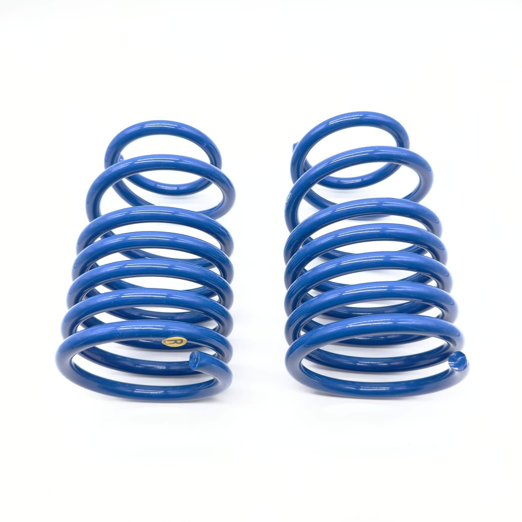 Espelir Super Downsus Rear Springs for Subaru Sambar Wagon TW1, TW2 Models (1999-2012) featuring 35-40 mm lowering in vibrant blue.
