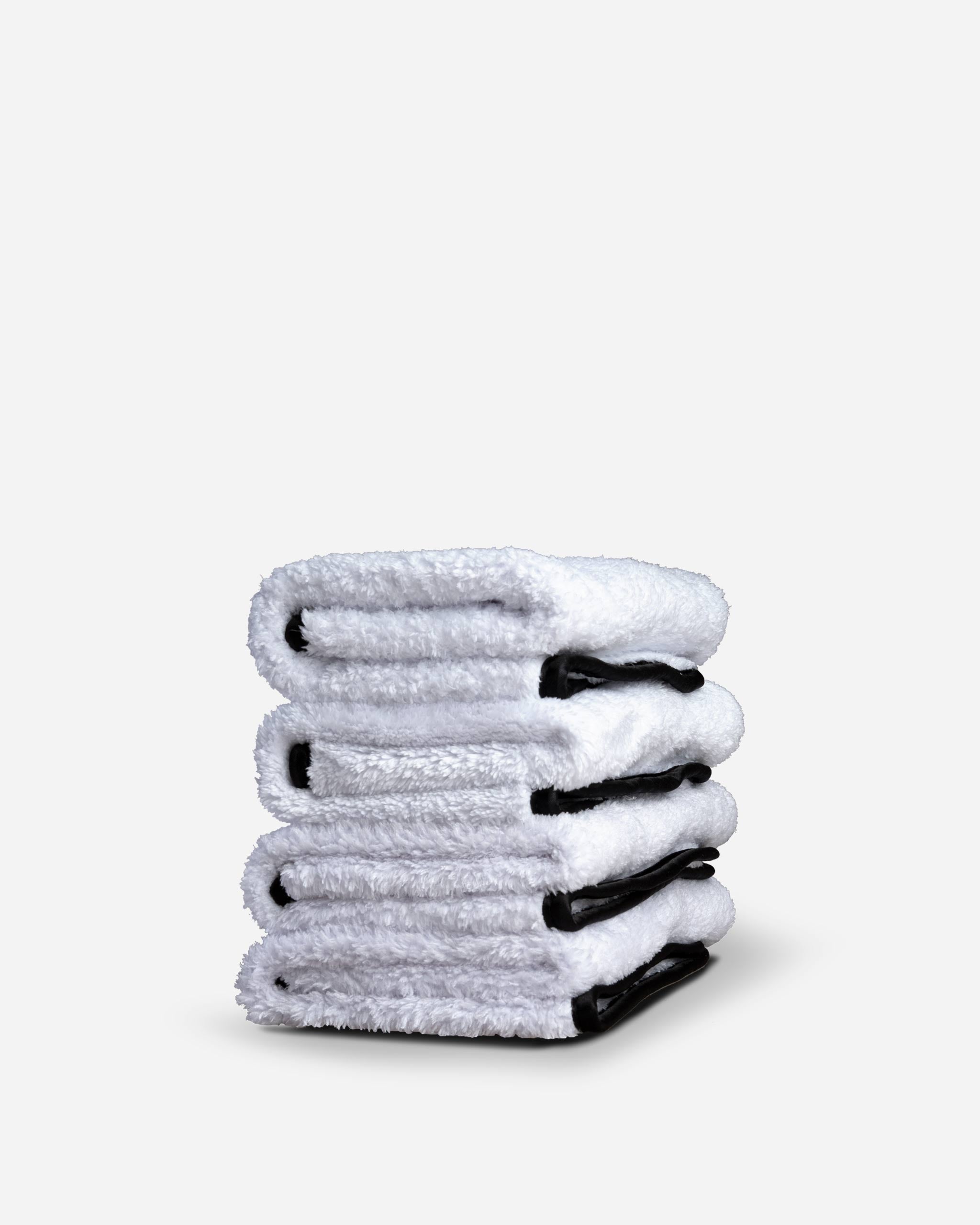 Microfiber Car Cloths stacked in a four-pack, offering multiple towels for efficient detailing, drying, and polishing tasks.