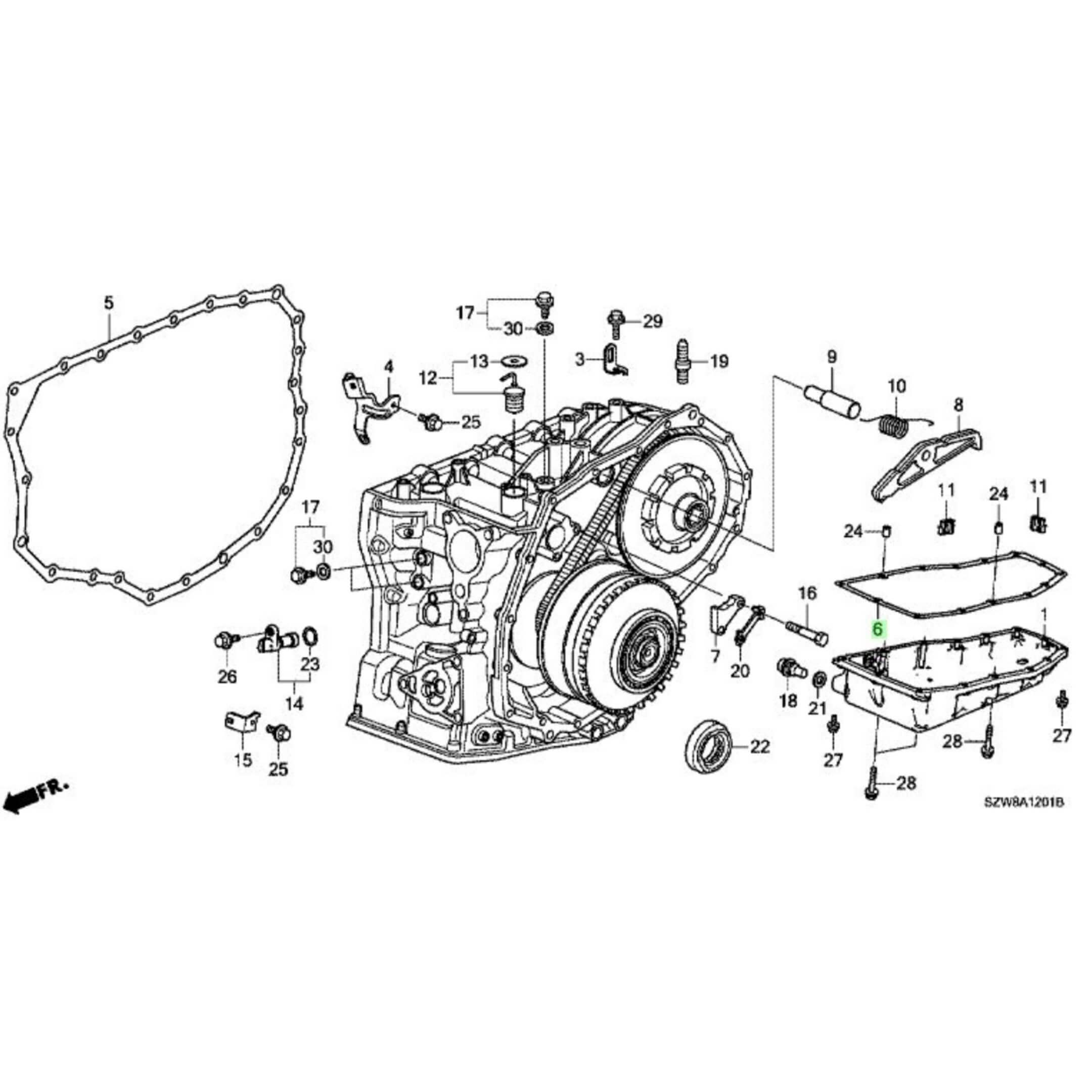 Oil Pan Gasket for Honda Acty Van Models HH3, HH4 (1990-1999) featuring a detailed diagram with labeled components.
