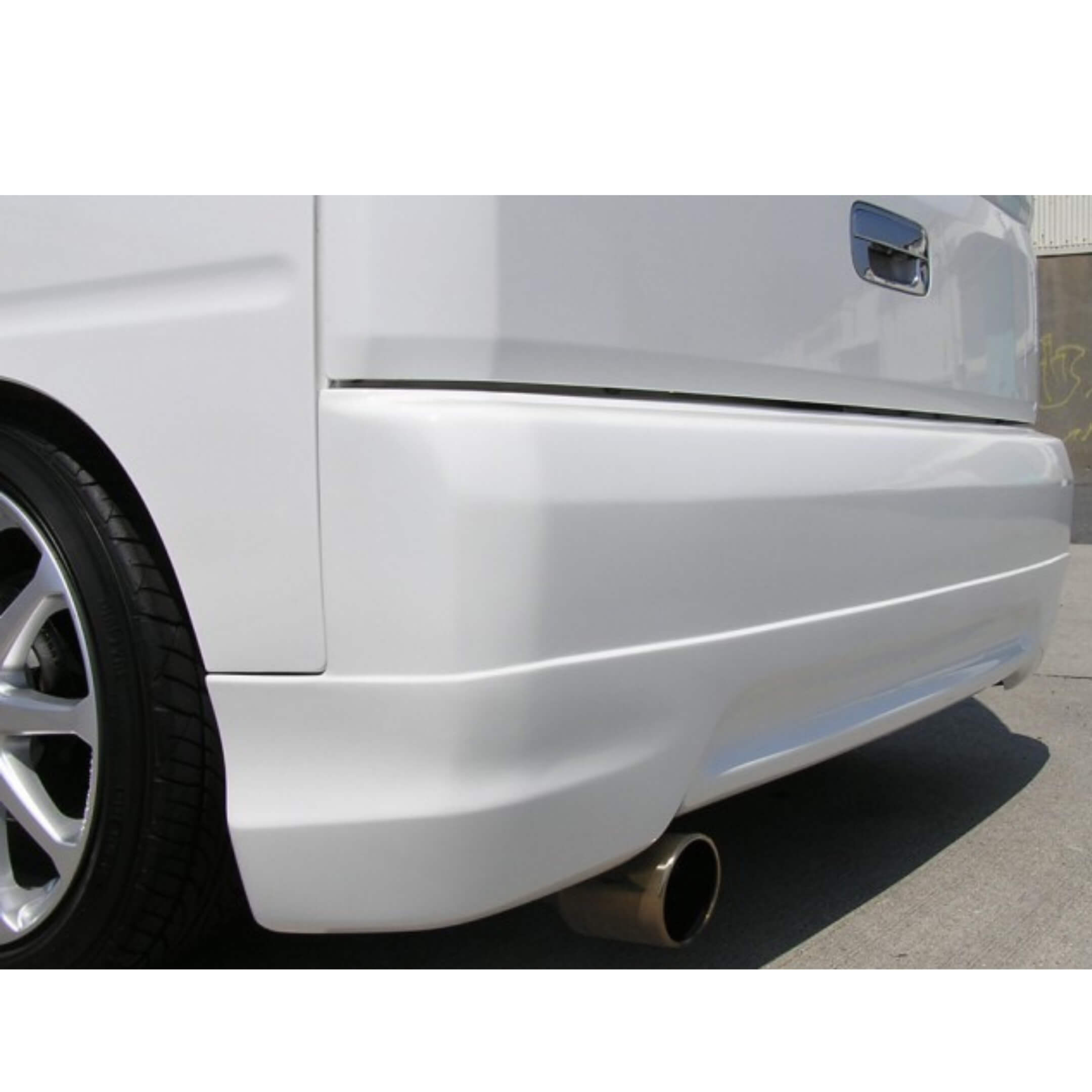 Honda Vamos Body Kit Rear Bumper for HM1, HM2 Models (1999-2018) in sleek white finish.