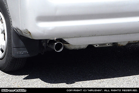 Stainless steel Wirus Win Compact Racing Muffler exhaust for Subaru Sambar Van GD-TV1, GD-TV2, GD-TW1, GD-TW2 models, 1999-2001, without catalytic converter.