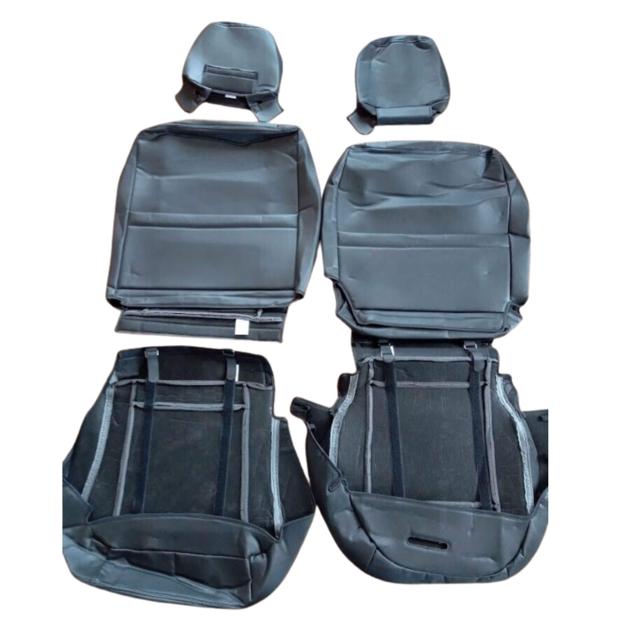 Spiegel PVC Leather Seat Covers - Front Set for Subaru Sambar Truck TT1, TT2 Models (1999-2012) featuring durable, waterproof black material.