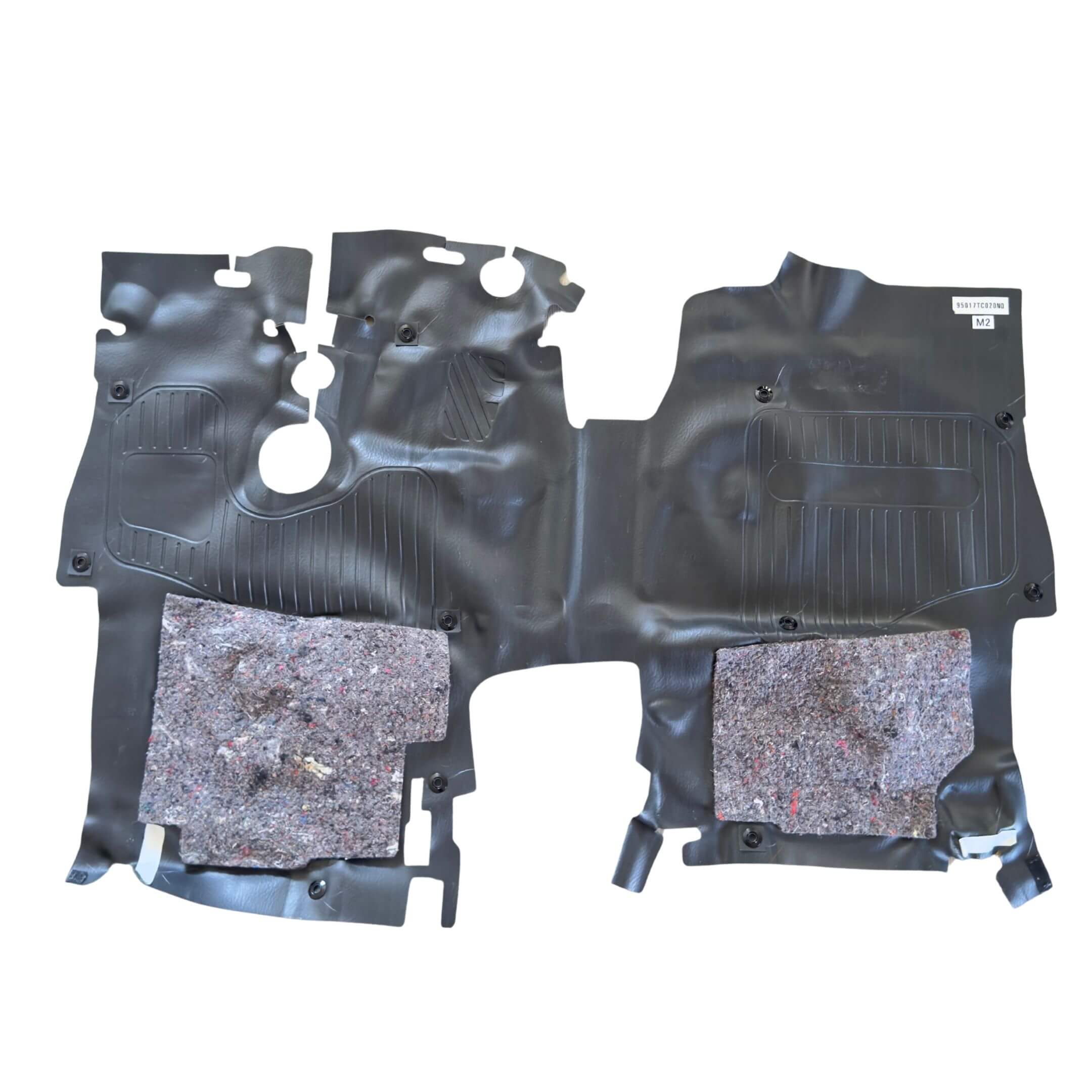 Cab Floor Mat for Subaru Sambar Truck TT1, TT2 Models (1999-2012) featuring durable black material with textured sections and padding, part number 95017TC020NQ.